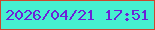 文字の大きさ：4、枠の色：cc482d、背景の色：46efd0、文字の色：6d20d8 無料ブログパーツのブログ時計