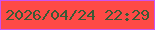文字の大きさ：2、枠の色：cc52ef、背景の色：fe4a46、文字の色：3a5a36 無料ブログパーツのブログ時計