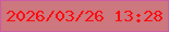 文字の大きさ：5、枠の色：cc5aa4、背景の色：cd777e、文字の色：fc0c10 無料ブログパーツのブログ時計