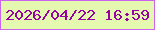 文字の大きさ：3、枠の色：cc64ed、背景の色：e5f8b0、文字の色：9603a2 無料ブログパーツのブログ時計