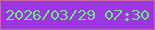 文字の大きさ：4、枠の色：cc6791、背景の色：9c37de、文字の色：67eb77 無料ブログパーツのブログ時計