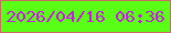 文字の大きさ：5、枠の色：cc6a64、背景の色：59ff15、文字の色：c91fe4 無料ブログパーツのブログ時計