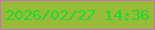 文字の大きさ：5、枠の色：cc70c7、背景の色：98bc38、文字の色：1dd936 無料ブログパーツのブログ時計