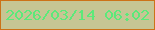 文字の大きさ：5、枠の色：cc7218、背景の色：c6c594、文字の色：5ce97a 無料ブログパーツのブログ時計