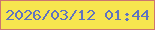 文字の大きさ：4、枠の色：cc756f、背景の色：f7e54f、文字の色：6073bf 無料ブログパーツのブログ時計