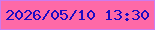 文字の大きさ：4、枠の色：cc7bef、背景の色：fe69a7、文字の色：1b0bc3 無料ブログパーツのブログ時計