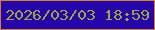 文字の大きさ：2、枠の色：cc8431、背景の色：2606a8、文字の色：9ea448 無料ブログパーツのブログ時計