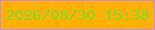 文字の大きさ：4、枠の色：cc8ed5、背景の色：feaf09、文字の色：86dd1f 無料ブログパーツのブログ時計