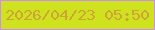 文字の大きさ：5、枠の色：cc8ef6、背景の色：cfe21e、文字の色：cfa337 無料ブログパーツのブログ時計