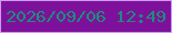 文字の大きさ：3、枠の色：cc98f3、背景の色：7e119b、文字の色：1b8f78 無料ブログパーツのブログ時計