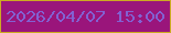 文字の大きさ：5、枠の色：ccaa22、背景の色：9a157b、文字の色：8261d2 無料ブログパーツのブログ時計