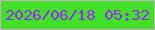 文字の大きさ：3、枠の色：ccacc9、背景の色：42e128、文字の色：9a26fc 無料ブログパーツのブログ時計