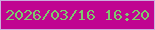 文字の大きさ：5、枠の色：ccaddd、背景の色：c00591、文字の色：7eca6d 無料ブログパーツのブログ時計