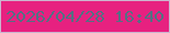 文字の大きさ：1、枠の色：ccb5cf、背景の色：e72180、文字の色：556f83 無料ブログパーツのブログ時計