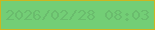文字の大きさ：3、枠の色：ccb620、背景の色：73ce76、文字の色：6abc6d 無料ブログパーツのブログ時計