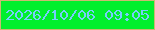 文字の大きさ：4、枠の色：ccb872、背景の色：01ef2d、文字の色：77cefc 無料ブログパーツのブログ時計