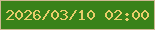 文字の大きさ：2、枠の色：ccb892、背景の色：388219、文字の色：e7ce6a 無料ブログパーツのブログ時計