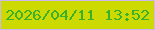 文字の大きさ：3、枠の色：ccb8f0、背景の色：ccda01、文字の色：3ab02b 無料ブログパーツのブログ時計