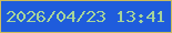 文字の大きさ：5、枠の色：ccbc5d、背景の色：1f5cdc、文字の色：a6d49a 無料ブログパーツのブログ時計