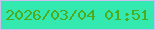 文字の大きさ：4、枠の色：ccbdee、背景の色：34e9af、文字の色：4dab1e 無料ブログパーツのブログ時計