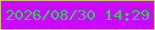 文字の大きさ：2、枠の色：ccc572、背景の色：c908fd、文字の色：30d24d 無料ブログパーツのブログ時計