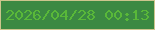 文字の大きさ：2、枠の色：ccc58d、背景の色：3b8942、文字の色：59b839 無料ブログパーツのブログ時計
