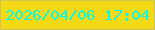文字の大きさ：2、枠の色：ccc656、背景の色：f3da14、文字の色：03fbe7 無料ブログパーツのブログ時計