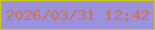 文字の大きさ：1、枠の色：ccca15、背景の色：9c91db、文字の色：cb7350 無料ブログパーツのブログ時計