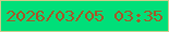 文字の大きさ：5、枠の色：cccc8c、背景の色：00df79、文字の色：a75526 無料ブログパーツのブログ時計
