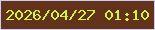 文字の大きさ：1、枠の色：cccdef、背景の色：62331a、文字の色：cff53f 無料ブログパーツのブログ時計