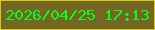 文字の大きさ：5、枠の色：ccce1d、背景の色：756623、文字の色：08fc1c 無料ブログパーツのブログ時計