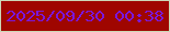 文字の大きさ：4、枠の色：ccd8b7、背景の色：9f0600、文字の色：7b17dc 無料ブログパーツのブログ時計