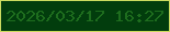 文字の大きさ：2、枠の色：ccdb60、背景の色：023d0d、文字の色：1e6d1e 無料ブログパーツのブログ時計