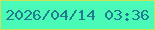文字の大きさ：2、枠の色：cce055、背景の色：49fbb6、文字の色：247a91 無料ブログパーツのブログ時計
