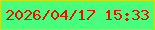 文字の大きさ：5、枠の色：cce109、背景の色：48fe7d、文字の色：eb1100 無料ブログパーツのブログ時計