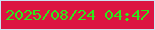 文字の大きさ：1、枠の色：cce2f2、背景の色：dc1442、文字の色：2dea19 無料ブログパーツのブログ時計