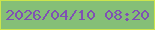 文字の大きさ：4、枠の色：cce54c、背景の色：85bf77、文字の色：7f51b3 無料ブログパーツのブログ時計