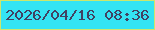 文字の大きさ：2、枠の色：cce66c、背景の色：34e4f3、文字の色：414362 無料ブログパーツのブログ時計