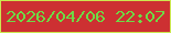 文字の大きさ：2、枠の色：cce74f、背景の色：cd3032、文字の色：6eda46 無料ブログパーツのブログ時計