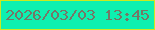 文字の大きさ：2、枠の色：cce91f、背景の色：0ef0b0、文字の色：757767 無料ブログパーツのブログ時計