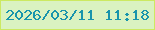 文字の大きさ：5、枠の色：cce961、背景の色：daf2c1、文字の色：1894ac 無料ブログパーツのブログ時計