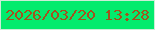 文字の大きさ：1、枠の色：ccedd7、背景の色：03eb6d、文字の色：a2521d 無料ブログパーツのブログ時計