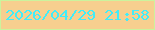 文字の大きさ：5、枠の色：ccf39d、背景の色：f7cf8f、文字の色：41edfa 無料ブログパーツのブログ時計