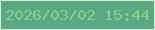 文字の大きさ：1、枠の色：ccf3cb、背景の色：5ca784、文字の色：81d588 無料ブログパーツのブログ時計