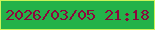 文字の大きさ：4、枠の色：ccf45a、背景の色：24b249、文字の色：8e053d 無料ブログパーツのブログ時計