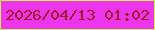 文字の大きさ：5、枠の色：ccf645、背景の色：ee35ee、文字の色：9c1b2d 無料ブログパーツのブログ時計