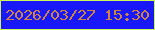 文字の大きさ：1、枠の色：ccf657、背景の色：1918fb、文字の色：cf8443 無料ブログパーツのブログ時計