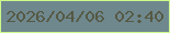 文字の大きさ：3、枠の色：ccfa8a、背景の色：6f888e、文字の色：565943 無料ブログパーツのブログ時計