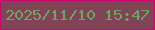 文字の大きさ：3、枠の色：cd046e、背景の色：814356、文字の色：72a461 無料ブログパーツのブログ時計