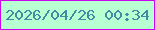 文字の大きさ：2、枠の色：cd05ee、背景の色：b8ffd1、文字の色：418ba5 無料ブログパーツのブログ時計